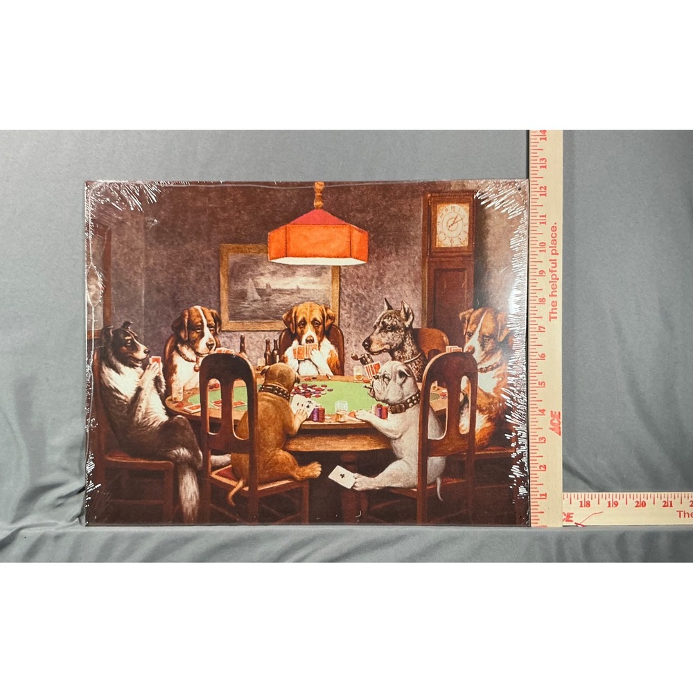 Unopened. Dogs Playing Poker Metal Tin Sign Wall Art 16x12.5